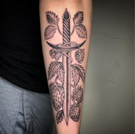 Tattoos - Dayton Smith Strawberry Sword Tattoo - 143644